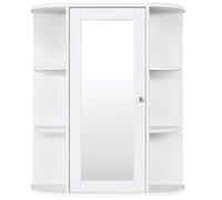 Helloshop26 Armoire Murale de Salle de Bain avec Miroir 6 étagères Ouvertes et 2 Compartiments internes 60 x 16,5 x 67,5 cm Blanc 20_0007703