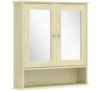 Helloshop26 Armoire Murale Miroir Salle de Bain 56 x 13 x 58 cm étagère réglable Gain de Place Design scandinave en MDF Bois Naturel 21_0001855