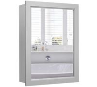 Helloshop26 Armoire Murale Salle de Bain avec Miroir Armoire à Pharmacie avec etagère à Hauteur réglable 51 x 16 x 66,5 cm Gris 20_0006140