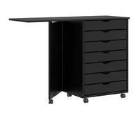 Helloshop26 Armoire roulante avec Bureau Pliable Grand Espace de Rangement Polyvalent 105,5 x 39 x 74,5 cm en Bois Noir 02_0057657