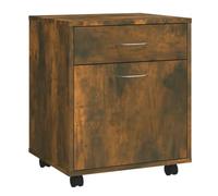 Helloshop26 Armoire roulante Pratique avec tiroir 45 x 38 x 54 cm Style Contemporain en Bois d'ingénierie chêne fumé 02_0048253