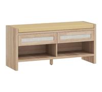 Helloshop26 Banc à Chaussures entrée 108 x 35 x 50 cm Assise rembourrée 2 tiroirs scandinave Contemporain Fini Mat en MDF Marron 21_0002814