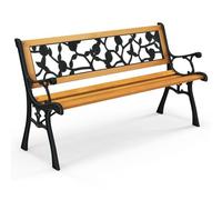 Helloshop26 Banc de Jardin 126 x 52 x 74 cm pour 3 Personnes avec accoudoirs incurvés en métal moulu Noir et Bois Naturel 20_0010539