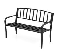 Helloshop26 Banc de Jardin 127 x 59 x 85,5 cm pour 2-3 Personnes avec Dossier incurvé et Confort Optimal en métal Noir 20_0010578