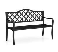 Helloshop26 Banc de Jardin 128 x 54 x 89 cm pour 2 à 3 Personnes Assise Ergonomique Ambiance Cosy en métal Noir 20_0010543