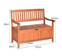 Helloshop26 Banc de Jardin 2 Places 107 x 59 x 90 cm en Bois d'eucalyptus avec Compartiment de Rangement pour Jardin terrasse Balcon 20_0005416