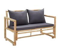 Helloshop26 Banc de Jardin Meuble de Patio d'extérieur terrasse avec Coussins 115 x 65 x 71 cm Bambou 02_0011585
