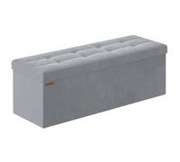 Helloshop26 Banc de Rangement Pouf en Velours avec Couvercle avec 2 boîtes séparateur Amovible capacité de Charge 300 kg pour Couloir Salon Chambre Gris 12_0004161