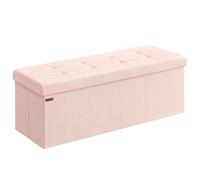 Helloshop26 Banc de Rangement Pouf Pliable 38 x 76 x 38 cm Bout de lit Repose-Pieds Coffre de Rangement Charge jusqu'à 300 kg pour Salon Chambre entrée Rose 12_0004169