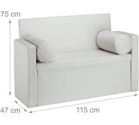 Banc dossier 2 places banquette coffre de rangement pliable assise pratique pliant 115 cm crème 13_0000374_2