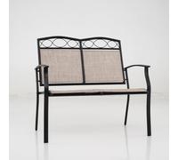 Helloshop26 Banc extérieur 2 Places 96 x 54 x 58 cm Confort Ergonomique décoratif en métal Marron 20_0018406