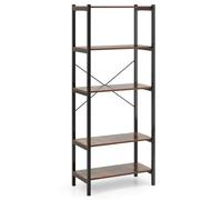 Helloshop26 Bibliothèque 5 Niveaux 66 x 34 x 161 cm Grand Espace de Rangement sécurité renforcée Design Rustique en Bois métal Noir 20_0010731