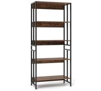 Helloshop26 Bibliothèque 5 Niveaux 70 x 35 x 157 cm Rangement Personnalisable et Stable Style Industriel Finition Marron Rustique 20_0010729