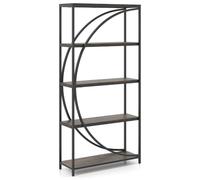 Helloshop26 Bibliothèque 5 Niveaux Demi-Lune Hauteur 175 cm Espace de Rangement Pratique Style Rustique en métal Marron 20_0015522