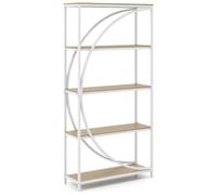 Helloshop26 Bibliothèque 5 Niveaux Ouverte pour Salon Bureau 86 x 30 x 175 cm Espace de Rangement esthétique décoratif en métal Blanc 20_0015523