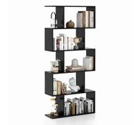 Helloshop26 Bibliothèque 5 Niveaux séparateur de pièce 70 x 23,5 x 158 cm Design géométrique Noir en Bois d'ingénierie 20_0010653