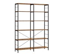 Helloshop26 Bibliothèque 6 Niveaux étagère de Rangement Meuble 30 x 120 x 1725 cm Style Industriel pour Salon Bureau Balcon Cuisine Marron 12_0004184