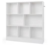 Helloshop26 Bibliothèque à 3 Niveaux 100 x 24 x 104 cm avec 8 espaces de Rangement Pratique Design Moderne en Bois Blanc 20_0010736