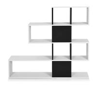 Helloshop26 Bibliothèque à 5 Niveaux 120 x 19,5 x 109 cm Rangement sécurisé et Design échelle Moderne en Bois Noir et Blanc 20_0020085