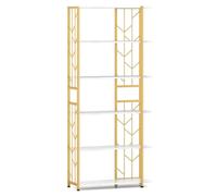 Helloshop26 Bibliothèque à 6 étagères 80 x 31 x 180 cm optimisation de Rangement Style Moderne Design géométrique en Bois reconstitué Blanc 20_0010732