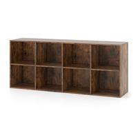 Helloshop26 Bibliothèque d'exposition à 2 Niveaux 121,5 x 29 x 61 cm organisez avec 8 Cubes Design Rustique en Bois Brun 20_0018567