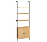 Helloshop26 Bibliothèque échelle 3 Niveaux 60 x 30 x 184 cm avec Armoire réglable en rotin Naturel Style Moderne 20_0010715