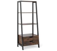 Helloshop26 Bibliothèque échelle avec Rangement 52 x 40 x 134 cm Rangement optimisé et sécurité Accrue Style Rustique en Bois d'ingénierie Marron 20_0010740