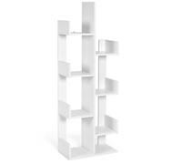 Helloshop26 Bibliothèque en Forme d'arbre 50 x 25 x 145 cm Design Vintage avec 8 étagères Ouvertes Pratiques Finition Blanche 20_0010662