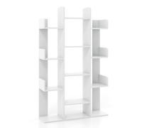 Helloshop26 Bibliothèque en Forme d'arbre 86 x 24,5 x 141 cm Rangement Stable et Ouvert Design élégant en Bois Blanc 20_0015267