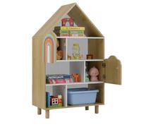 Helloshop26 Bibliothèque en Forme de Maison pour Enfants 60 x 30 x 103 cm Rangement Ouvert et sécurisé Style Mignon en MDF Naturel 20_0010709