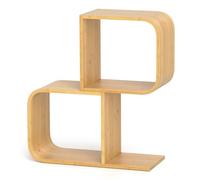 Helloshop26 Bibliothèque en Forme de S à 2 Niveaux 61 x 23 x 66,5 cm Rangement Ouvert Design Moderne en Bambou Naturel 20_0010668