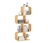 Helloshop26 Bibliothèque en Forme de s à 4 Niveaux 23 x 61 x 133,5 cm Rangement Ouvert Design Moderne en Bambou Naturel 20_0010664