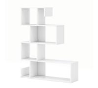 Helloshop26 Bibliothèque en Forme de ‘S’ Ouverte 80 x 22 x 100 cm avec Rangement Fonctionnel Design Moderne en Bois d'ingénierie Blanc 20_0010669