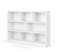 Helloshop26 Bibliothèque Enfants 8 Cases 122 x 32 x 93 cm avec Espace de Rangement Pratique Style Moderne en Bois MDF Blanc 20_0010671