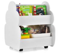 Helloshop26 Bibliothèque Enfants à roulettes 52 x 47 x 63,5 cm Rangement Jouets et Livres Ambiance Cosy en MDF Blanc 20_0010674