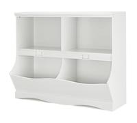 Helloshop26 Bibliothèque Enfants avec 2 casiers et 2 bacs 105,5 x 39,5 x 84 cm Rangement Moderne en MDF Blanc 20_0021137