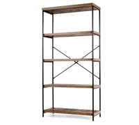 Helloshop26 Bibliothèque étagère à 5 Niveaux pour Salon ou Bureau 79 x 35 x 160 cm Polyvalente et sécurisée Design Industriel en Bois d'ingénierie Marron 20_0010751