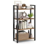 Helloshop26 Bibliothèque étagère de Rangement à 4 Niveaux étagère échelle Cadre en Fer Stable Chambre Bureau Style Industriel Marron 12_0004255