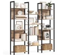 Helloshop26 Bibliothèque étagère de Rangement avec 14 Compartiments Cadre en métal pour Salon Bureau Style Industriel 158 x 24 x 166 cm Marron 12_0004258