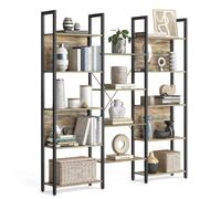 Helloshop26 Bibliothèque étagère de Rangement avec 14 Compartiments Cadre en métal pour Salon Bureau Style Industriel 158 x 24 x 166 cm Marron 12_0004257