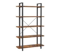 Helloshop26 Bibliothèque étagère de Rangement Style Industriel 5 Niveaux Montage Facile pour Salon Chambre Bureau Vintage 105 x 33,5 x 177,5 cm Marron 12_0004263