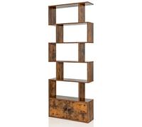 Helloshop26 Bibliothèque étagère échelle à 6 Niveaux 70 x 23 x 183 cm Rangement spacieux Design géométrique en Bois Marron Rustique 20_0019494