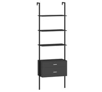 Helloshop26 Bibliothèque étagère Murale avec 4 étagères Ouvertes 60 x 30 x 184 cm Rangement Pratique et Design Moderne en Bois MDF Noir 20_0010753