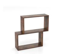 Helloshop26 Bibliothèque géométrique à 3 Niveaux pour Salon 80 x 22 x 70 cm Rangement Ouvert Design élégant en Bois café 20_0010682