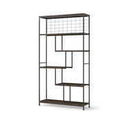 Helloshop26 Bibliothèque Haute 6 Niveaux 100 x 30 x 180 cm avec stabilisation Anti-basculement et Style Industriel en Bois Brun Rustique 20_0010693