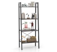 Helloshop26 Bibliothèque Industrielle de Rangement 56 x 34 x 138 cm avec 4 Niveaux de Stockage Stable et antidéraillement en métal Noir 20_0010697