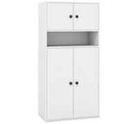 Helloshop26 Bibliothèque Moderne 54 x 30 x 111 cm avec 4 Portes et étagère réglable Design élégant en Bois aggloméré Blanc 20_0018528