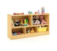 Helloshop26 Bibliothèque pour Enfants 111 x 30 x 61,5 cm avec 5 Compartiments spacieux et Patins antidérapants en Bois Beige 20_0010701