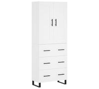 Helloshop26 Buffet bahut Commode Armoire Meuble de Rangement Organisateur Cuisine Salle de séjour Salon Haut 69,5 x 34 x 180 cm Bois d'ingénierie Blanc 02_0032518