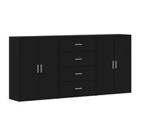Helloshop26 Buffet bahut Commode Armoire Meuble de Rangement Organisateur Cuisine Salle de séjour Salons 3 pcs 60 x 31 x 84 cm Bois d'ingénierie Noir 02_0037141